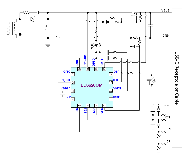 多款同步整流IC成功应用在高功率可重复烧录USB C+A多口输出电源配置