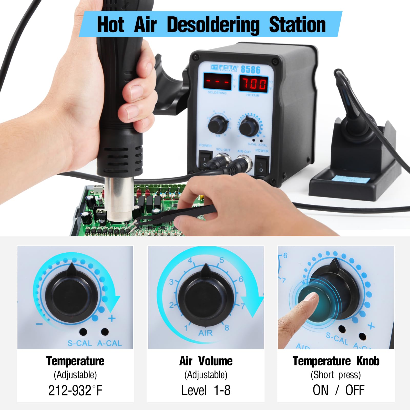 SMD 焊接的基本工具,包括焊膏注射器和热风回流工具。 SMD 焊接的基本工具,包括焊膏注射器和热风回流工具。