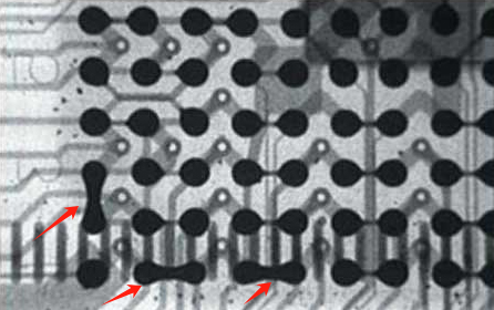 BGA X 射线分析显示 PCB 上的焊球缺陷 BGA X 射线分析显示 PCB 上的焊球缺陷
