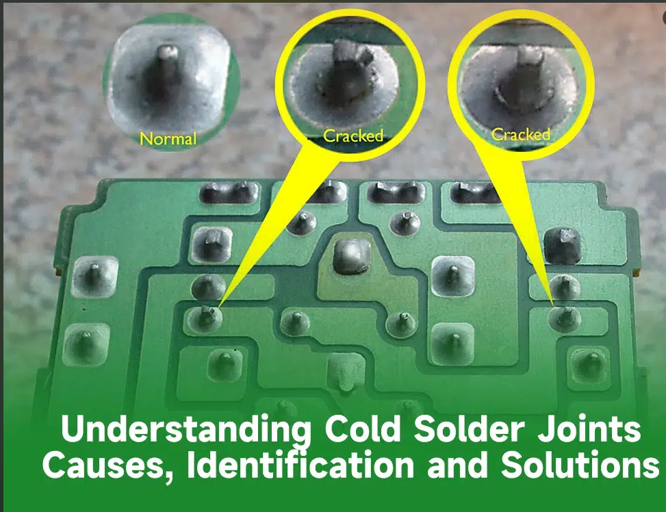 PCB 上良好焊点与冷焊点的比较