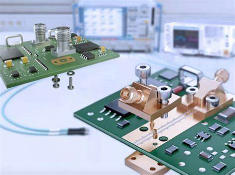 安装在 PCB 上的射频连接器,用于高频应用。