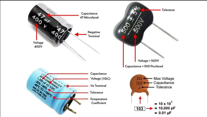 各种带标识标记的电容器 各种带标识标记的电容器