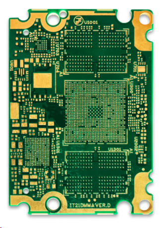 用于引线键合的 PCB 焊盘上的软镀金特写。