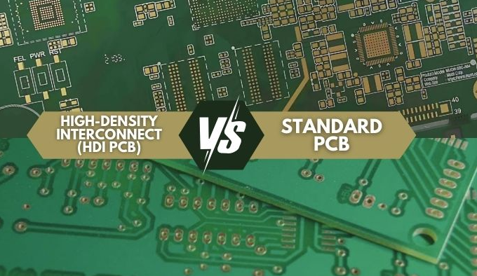 传统 PCB 与 HDI PCB 的比较显示尺寸和密度差异