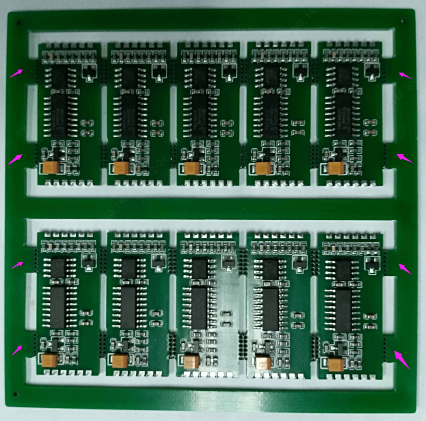 PCB panel with mouse bites for SMT assembly stability
