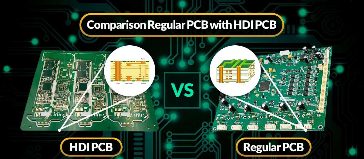 传统 PCB 与 HDI PCB 的比较,带有盲孔和埋孔,用于 ADAS
