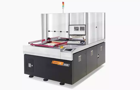 Inkjet printer applying legend markings on a PCB during fabrication Inkjet printer applying legend markings on a PCB during fabrication